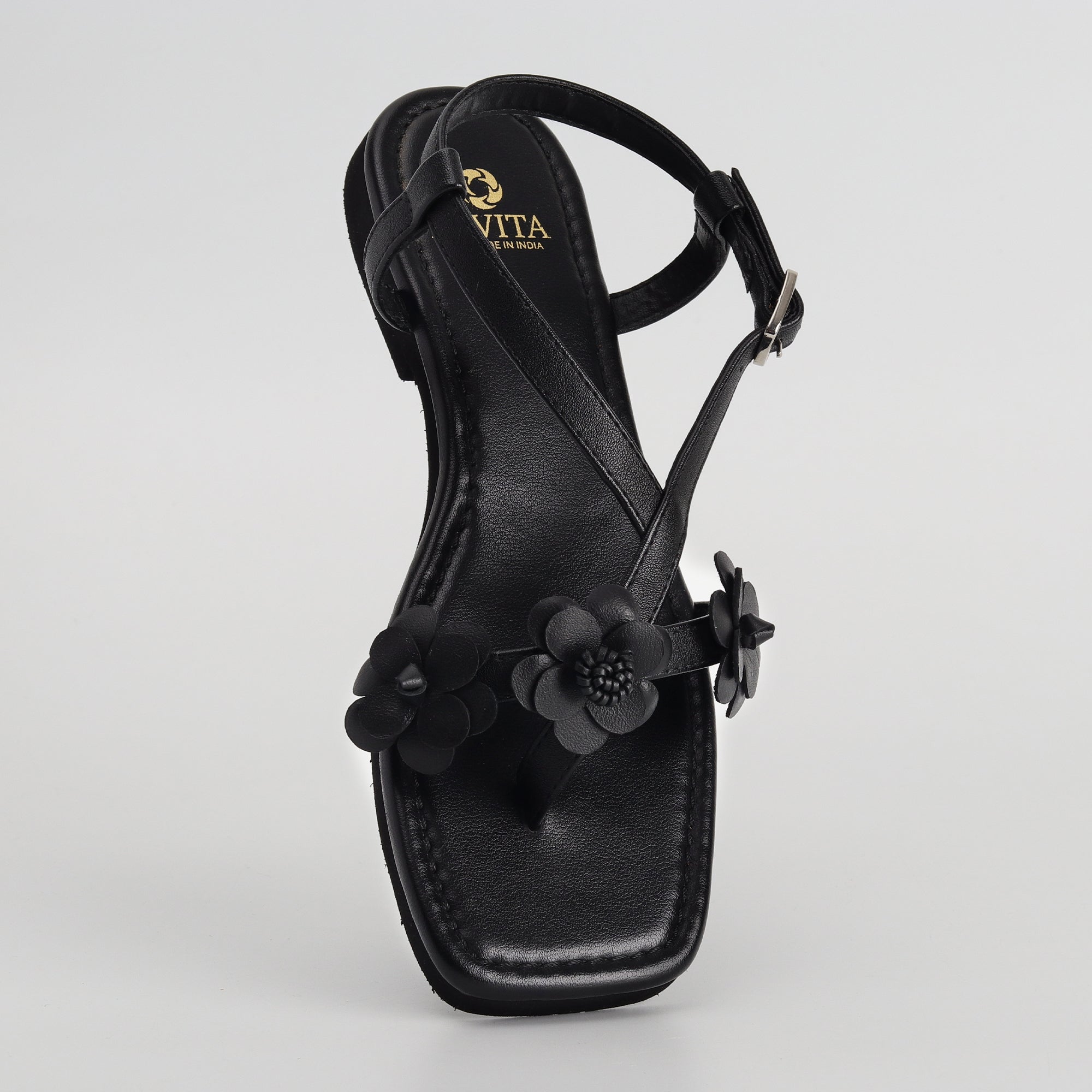 Women’s Elegant Black Floral Design Flats - Comfortable Daily & Party Wear Flats