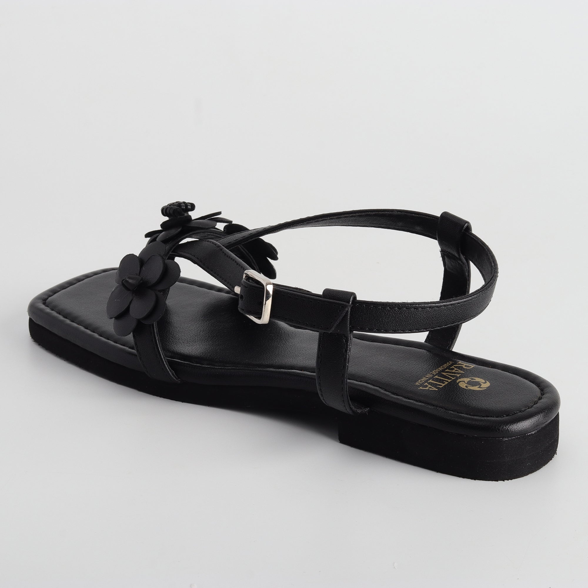 Women’s Elegant Black Floral Design Flats - Comfortable Daily & Party Wear Flats