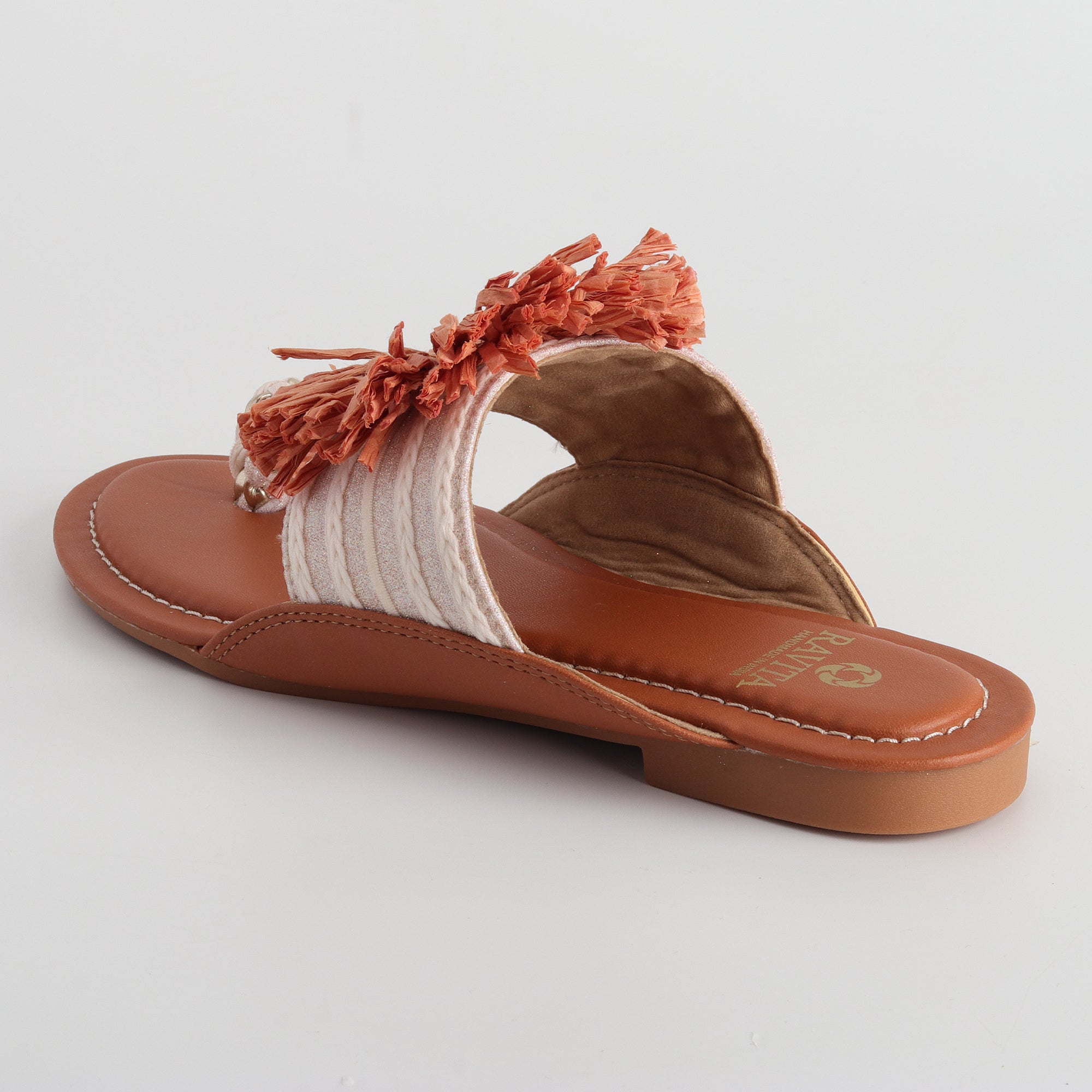 Women’s Kolhapuri Chappal with Surya Style Embellished Mirror - Casual & Party Wear Flats