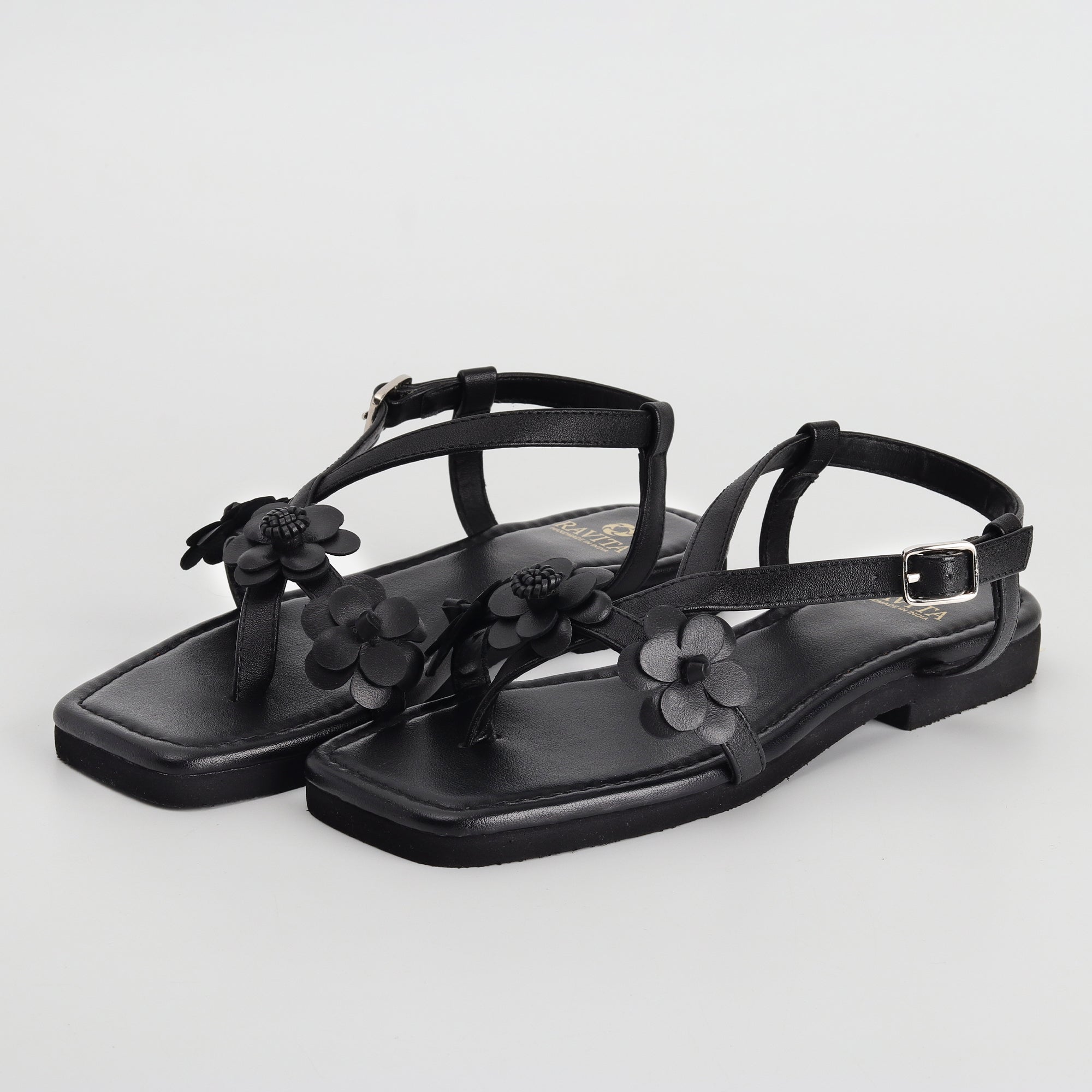 Women’s Elegant Black Floral Design Flats - Comfortable Daily & Party Wear Flats