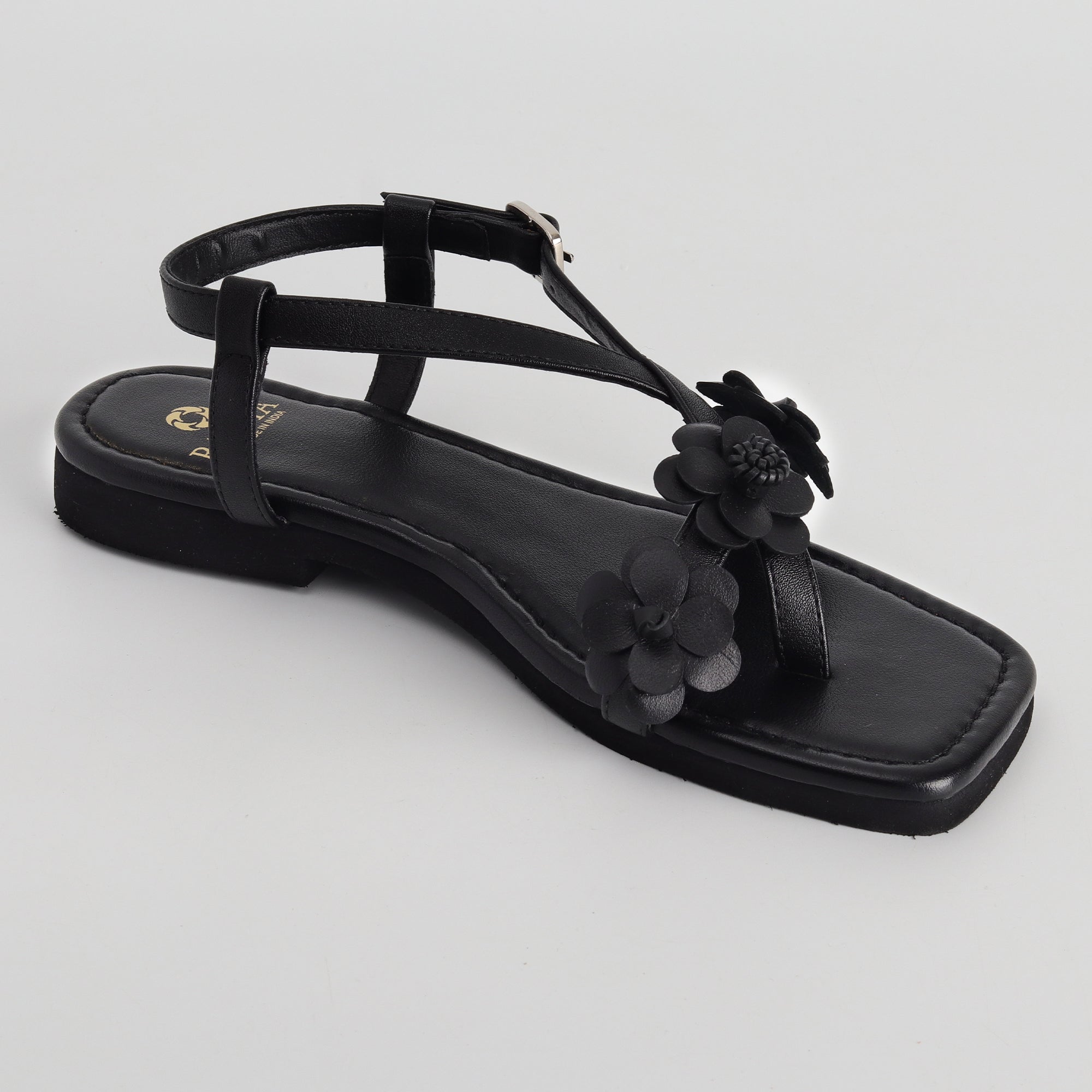 Women’s Elegant Black Floral Design Flats - Comfortable Daily & Party Wear Flats