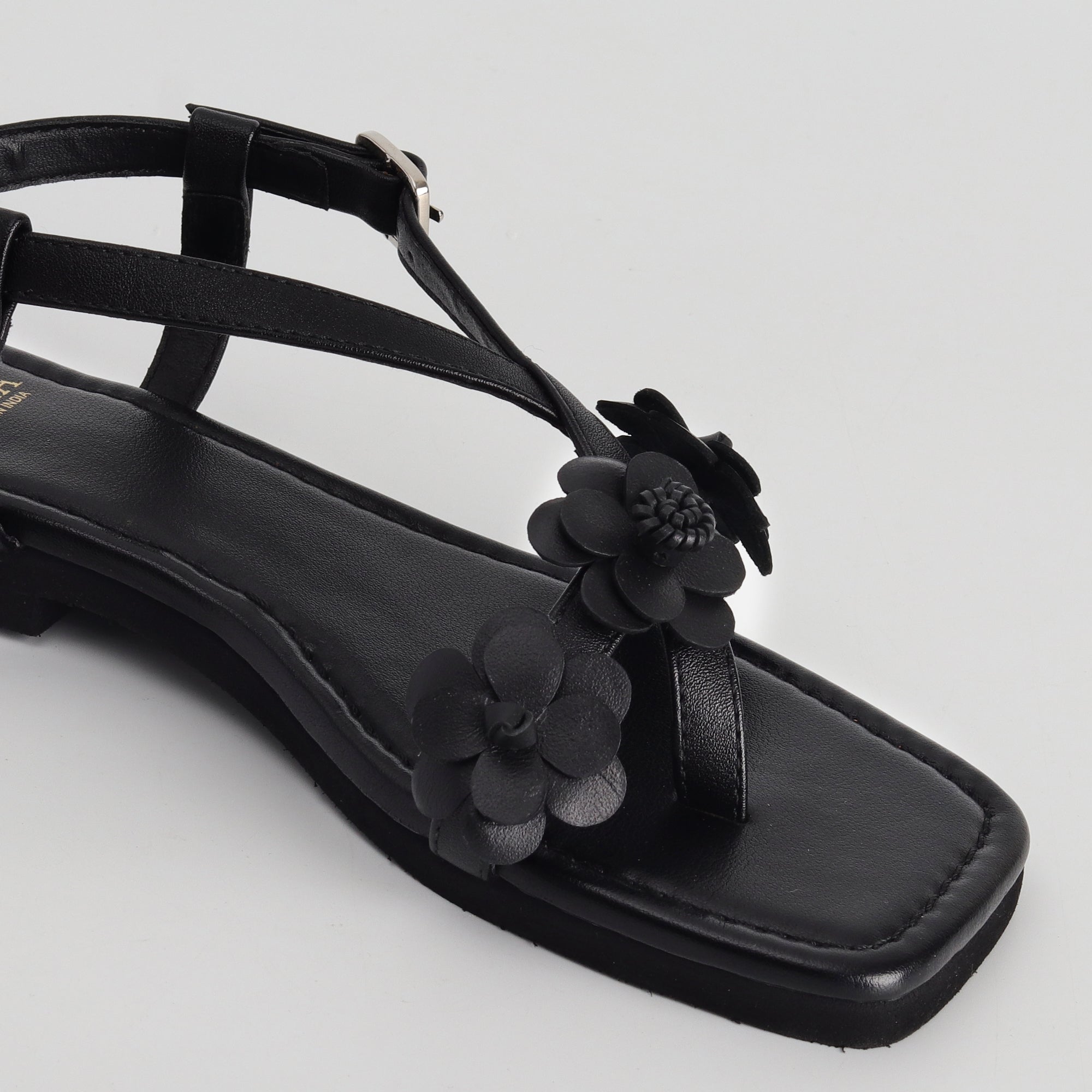 Women’s Elegant Black Floral Design Flats - Comfortable Daily & Party Wear Flats